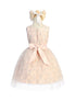 Big Girls Blush Diamond Sequin Crystal Tulle Junior Bridesmaid Dress 7-12 - SophiasStyle.com